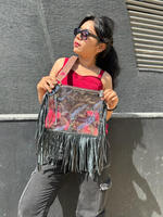 Nouveau Style occidental peint à la main en cuir repoussé frange clair stade sac Unique en cuir véritable repoussé Concert clair sac à bandoulière