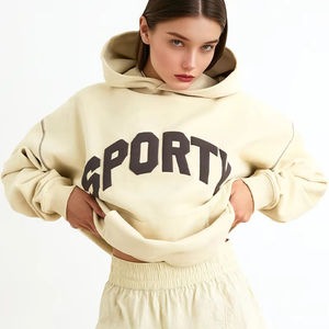 Luxury Oversize Casual Hoodie Set <b>Women</b> Custom Cotton Fleece <b>Women's</b> Oversized Sweatshirt Hoodie - Product Image 2