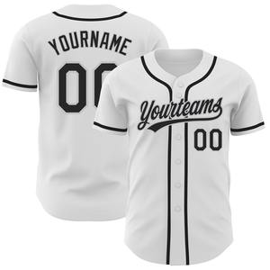 Camiseta de béisbol auténtica Blanca Negra-gris personalizada ropa de equipo personalizada más vendida - Product Image 1