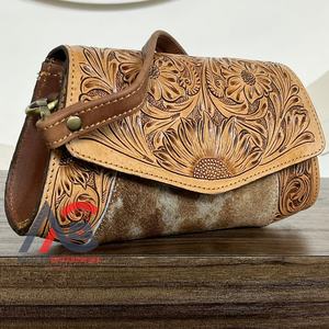 2025 femmes grande capacité luxe usiné à la main en cuir de vachette bandoulière et sac à main en cuir véritable Mini sac pour dames - Product Image 1