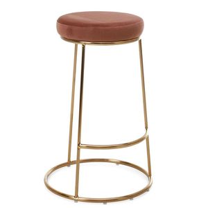 Tabouret de bar somptueux en acier inoxydable revêtu de PVD Siège en velours Chaise haute pour café ou décoration intérieure Tabouret de comptoir - Product Image 4