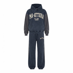 Conjunto de Sudadera con Capucha Oversize y Pantalones Jogger de Algodón Lavado Personalizado para Mujer, Chándal de Felpa Estilo Urbano OEM ODM - Product Image 3