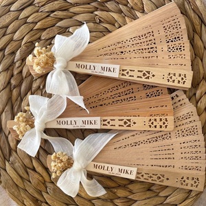 Abanico de Mano de Papel de Bambú Personalizado para Regalo de Boda, Abanico Plegable Personalizado Ecológico - Product Image 1