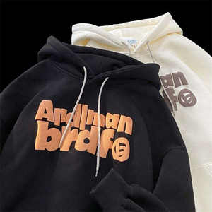Sudadera con capucha con estampado 3D de soplo de logotipo personalizado, sudaderas con capucha de lana de algodón de rizo francés de tela gruesa pesada de 500GSM - Product Image 4