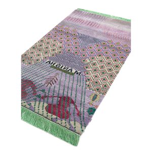 Alfombras Anudadas a Mano de Lana y Seda de Bambú con Patrón Geométrico Manchaha, Rosa y Morado para Uso Doméstico-Les-2010 - Product Image 2