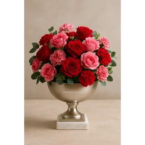 Pedestal Bowl Florero para decoración de mesa Cuenco de metal Macetas de arreglo de flores plateadas para decoración interior y exterior - Product Image 4