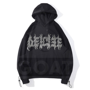 เสื้อฮู้ดผู้ชายประดับเพชรเทียม วัสดุคุณภาพดี 100% ผ้าฝ้าย ระบายอากาศได้ดี เหมาะสำหรับฤดูหนาว สไตล์สตรีทแวร์ - Product Image 1