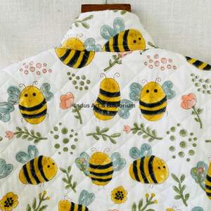 Chaqueta Acolchada de Algodón Vintage Hecha a Mano para Niños, Chaqueta Acolchada de Algodón Vintage Jaipuri de Manga Larga para Niños - Product Image 3