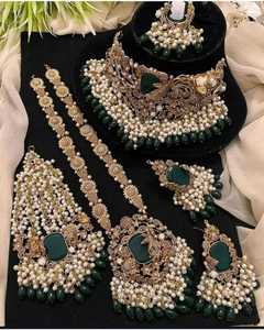 Estilo elegante Chapado en oro alto Ropa de fiesta Kundan Joyería Kundan Collar corto Estilo Chapado en oro Moda para mujer Boda - Product Image 3