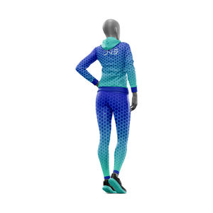 Ensemble de survêtement sportif 2 en 1 pour femme en polyester 100% imprimé sur mesure, respirant, coupe-vent, taille élastique, haute qualité - Product Image 6