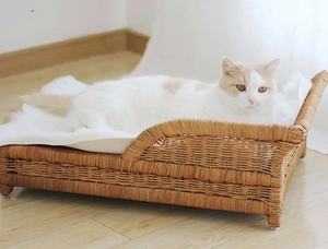 Mimbre artesanía mascota gato perro cama casa ratán mascotas suministros invierno cálido lujo perro cama-con SISU - Product Image 4