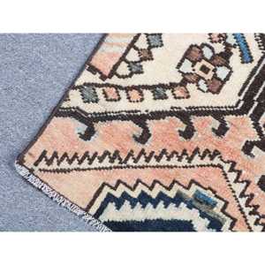 Tapis turc vintage, tapis de 1,6 x 5,4 pieds, tapis persan en laine marron bleu - Product Image 5