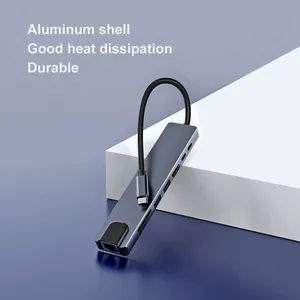 Space Gray Aluminum <b>USB</b>-C Hub Multiport <b>Adapter</b> 5-in-1 to 10-in-1 <b>USB</b> C Docking Station Compatible with Type-C Laptops, MacBooks - Product Image 3