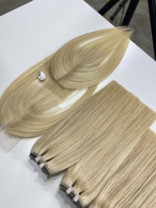 8 \ "-40 \" Extensions de cuticules Remy alignées non transformées en os humain vietnamien 613 blond couleur génie trame frontale HD Raw - Product Image 2