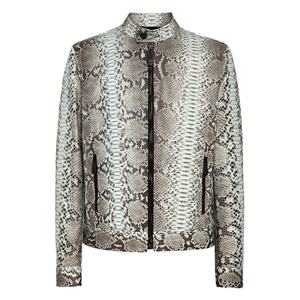 Chaqueta de cuero con relieve de pitón para hombre, nueva chaqueta de bombardero de cuero con estampado de serpiente - Product Image 1
