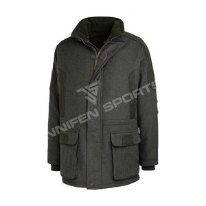 Veste d'hiver pour homme, chaude et chauffante, 100% laine, anti-boulochage, longue veste de chasse pour homme - Product Image 1