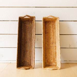 TienPhong Vietnam Vente en gros Plateau long en rotin avec poignées en arc-Organisateur de vanité et de salle de bain tissé à la main - Product Image 1