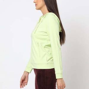 Sudadera con Capucha para Mujer, Diseño OEM Personalizado, Logotipo Tejido en la Parte Delantera, Alta Calidad, Invierno, 100% Algodón, Cierre de Cremallera - Product Image 5