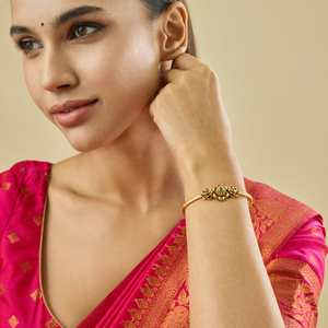 Antique Fashion Bangle 184520 Kada Women's Wedding Flower Shape Zinc Alloy Gold Polish - Product Image 2