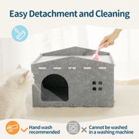 Vente en gros 2026 tendance fait main 2 en 1 gris foncé laine chat grotte lits pliables avec fond antidérapant chaud chat lits maison pour intérieur