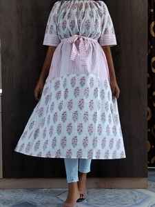 Nouvelle robe d'été pour femmes en coton indien, manches évasées, imprimé floral, tunique longue, robe de plage une pièce - Product Image 4