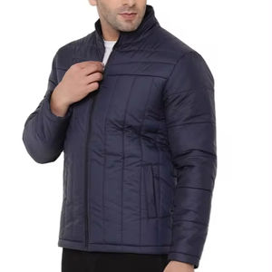 Chaqueta acolchada de color sólido con logotipo privado, chaqueta cortavientos de invierno acolchada de talla grande para hombre - Product Image 3