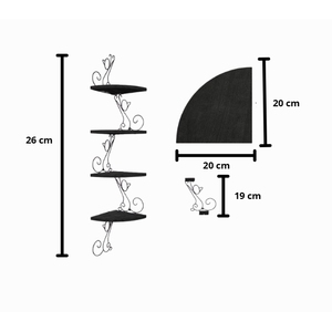 Étagère d'angle murale à 4 niveaux, design en bois et métal, gain de place, avec supports en forme de chat - Product Image 3
