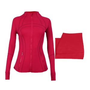 Traje de Yoga, chaqueta con cuello levantado, mallas para mujer, cremallera, secado rápido, ejercicio físico, correr, ligero, sencillo, versátil - Product Image 1