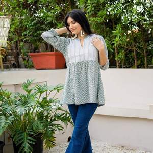 Essential Cotton Short Top Comfortable Soft Fabric Casual Everyday Wear Modern Womens Style Maruti Fashion Indian Kurta/<b>Kurti</b> - Product Image 1