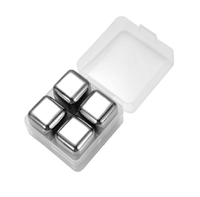 Glaçons réutilisables en acier inoxydable Refroidisseur de whisky 4 pièces Rack réutilisable 304 glaçons en acier inoxydable Prix bas