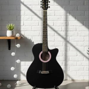 กีตาร์โปร่ง Solobeat A77 HK ขนาด 40 นิ้ว แบบคัทอะเวย์ สีดำ สายเหล็ก สำหรับผู้เริ่มต้นและมืออาชีพ หน้าไม้แท้ ด้านหลัง/ข้างทำจากไม้โรสวูด - Product Image 1