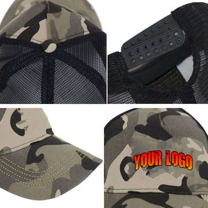 Vente en gros Casquette camionneur 5 panneaux camouflage style Hip Hop pour hommes avec rayure réglable style unique avec panneau en maille latérale Casquette pour hommes - Product Image 3