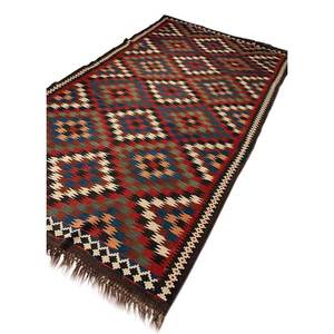 พรมขนสัตว์ทอลายเรขาคณิตแบบแบน สีแดงส้ม พรม 3 มิติ สำหรับตกแต่งห้องนั่งเล่นในบ้าน ชื่อสินค้า พรมปอกระเจา รุ่น Paem-871 - Product Image 2