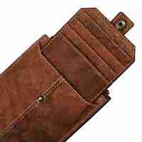 Portefeuille à deux volets en cuir véritable Hunter marron pour hommes avec fermeture ouverte et longue protection RFID antivol pour cartes de guichet automatique et cartes de crédit