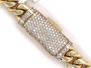 Collar de cadena cubana de oro amarillo chapado en oro auténtico de 14 quilates, collar de cadena de eslabones de Oro y Diamantes para hombres, joyería de moda - Product Image 3