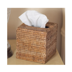 Best Quality Square Natural Rattan Tissue Box Cover with Lock Tissue Box Holder Decorative Bathroom Made by Vietnam FBA Amazon