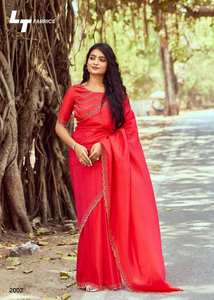 Satén al por mayor con Jharkan Work Saree Collection Catálogo completo disponible a precio mayorista ideal para ropa de fiesta - Product Image 2