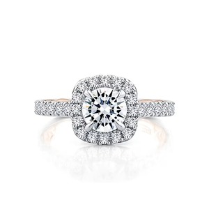 Diamants de laboratoire G-VS2, taille brillant rond, 0,90 ct, sur une bague de fiançailles classique en pavé, en or massif 14 carats, produit personnalisable - Product Image 1