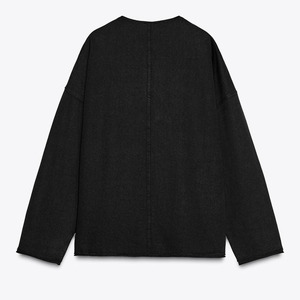 เสื้อกันหนาวมีฮู้ดโอเวอร์ไซส์มีกระเป๋าแฟชั่นแนวสตรีทเสื้อยาวแบบเลือกได้สไตล์คลาสสิกของผู้หญิงเสื้อขนแกะมีลายคอวี - Product Image 2