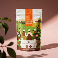 Sachet biodégradable refermable avec valve, pochette autoportante mate pour café