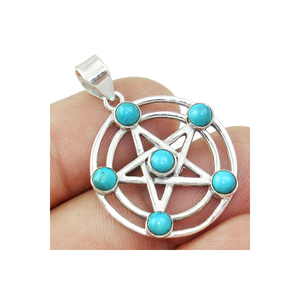 Turquoise Naturel Gemme Semi-Précieuse 925 Pendentif En Argent Sterling Pierre De Guérison Pendentif À Charme En Argent - Product Image 5