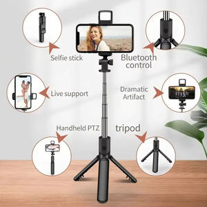 Trípode selfie stick profesional extensible de 3.3 pies con luz LED de relleno, control remoto inalámbrico para teléfonos celulares, material de aluminio. - Product Image 5
