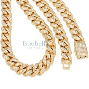 925 Plata 14K Chapado en oro Joyería fina 18MM Moissanite Diamond Miami cadenas de eslabones cubanos helados para hombres - Product Image 2