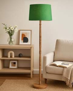 Mid Century Modern <b>Floor</b> <b>Lamp</b> <b>for</b> Living Room Hand Turned Corner <b>Lamp</b> Decorative Standing <b>Lamp</b> in Jute <b>Shade</b> wholesale supply - Product Image 6