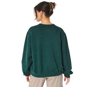 100% algodón pesado Streetwear moda sudaderas elegante OEM personalizado mujeres sudaderas de gran tamaño en blanco cuello redondo sudadera - Product Image 3