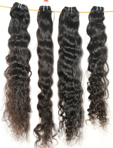 Extensiones de cabello humano alineado con cutícula ondulada sedosa negra Virgen del templo del sur de la India crudo sin procesar ninguna onda químicamente natural - Product Image 6
