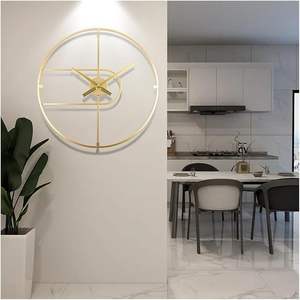 Horloge murale vintage en fer simple scandinave en bois massif créatif tenture murale salon maison horloges décoratives - Product Image 1