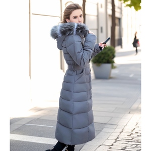 เสื้อแจ็คเก็ตขนเป็ดสำหรับผู้หญิงเสื้อโค้ทตัวยาวถอดได้มีปลอกคอขนสัตว์และซับในที่อบอุ่น - Product Image 4