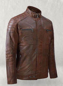 OEM <b>Slim</b> <b>Fit</b> Real Leather Biker <b>Jacket</b> for <b>Men</b> Custom Stand Collar with Front Logo Private Label Clothing From Factory - Product Image 2