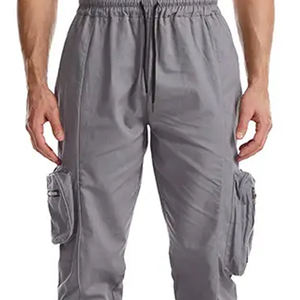 Pantalon cargo décontracté pour homme avec poches zippées et matériau réfléchissant pour la course de nuit - Product Image 3